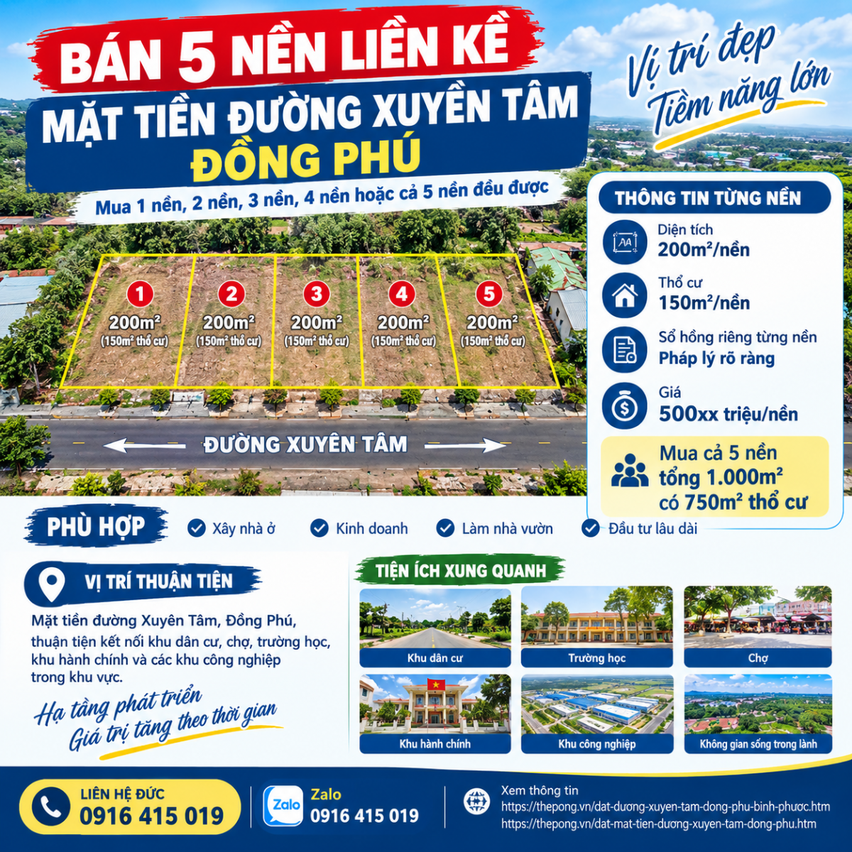 Đất Mặt tiền đường xuyên tâm tân lợi đồng phú